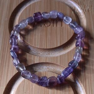 Natural Fluorite Beaded Stretch Bracelet